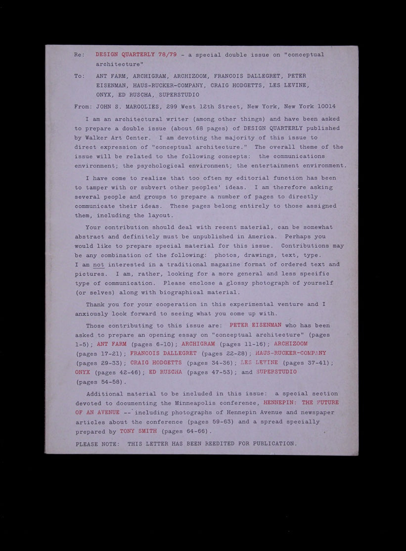 Design Quarterly 78/79: Conceptual Architecture